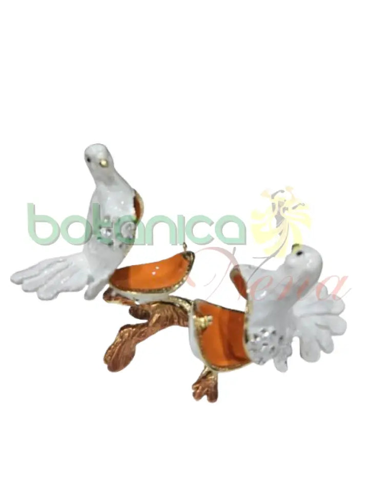 Joyero de pareja Pajaros o palomas blancos con brillantes