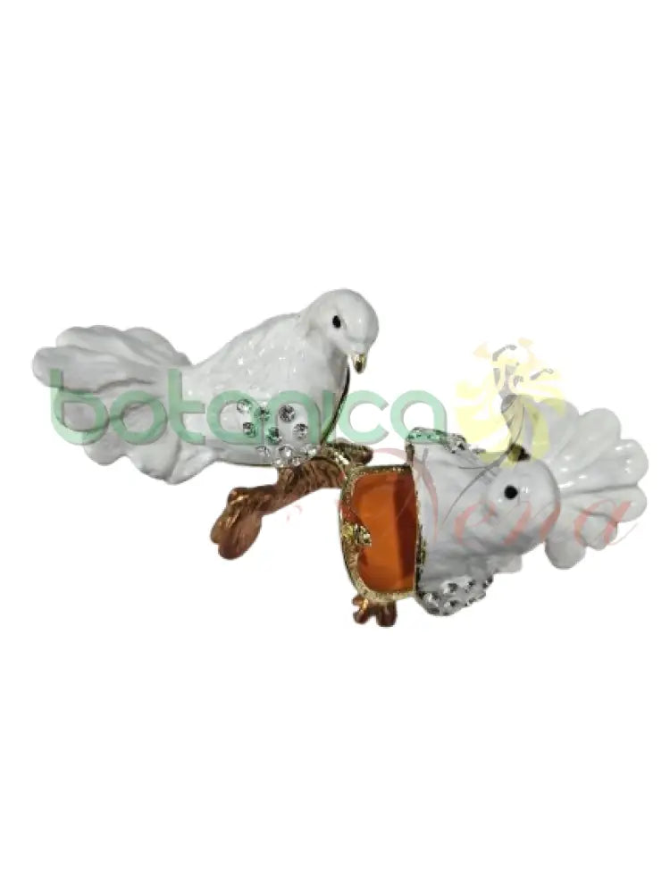 Joyero de pareja Pajaros o palomas blancos con brillantes