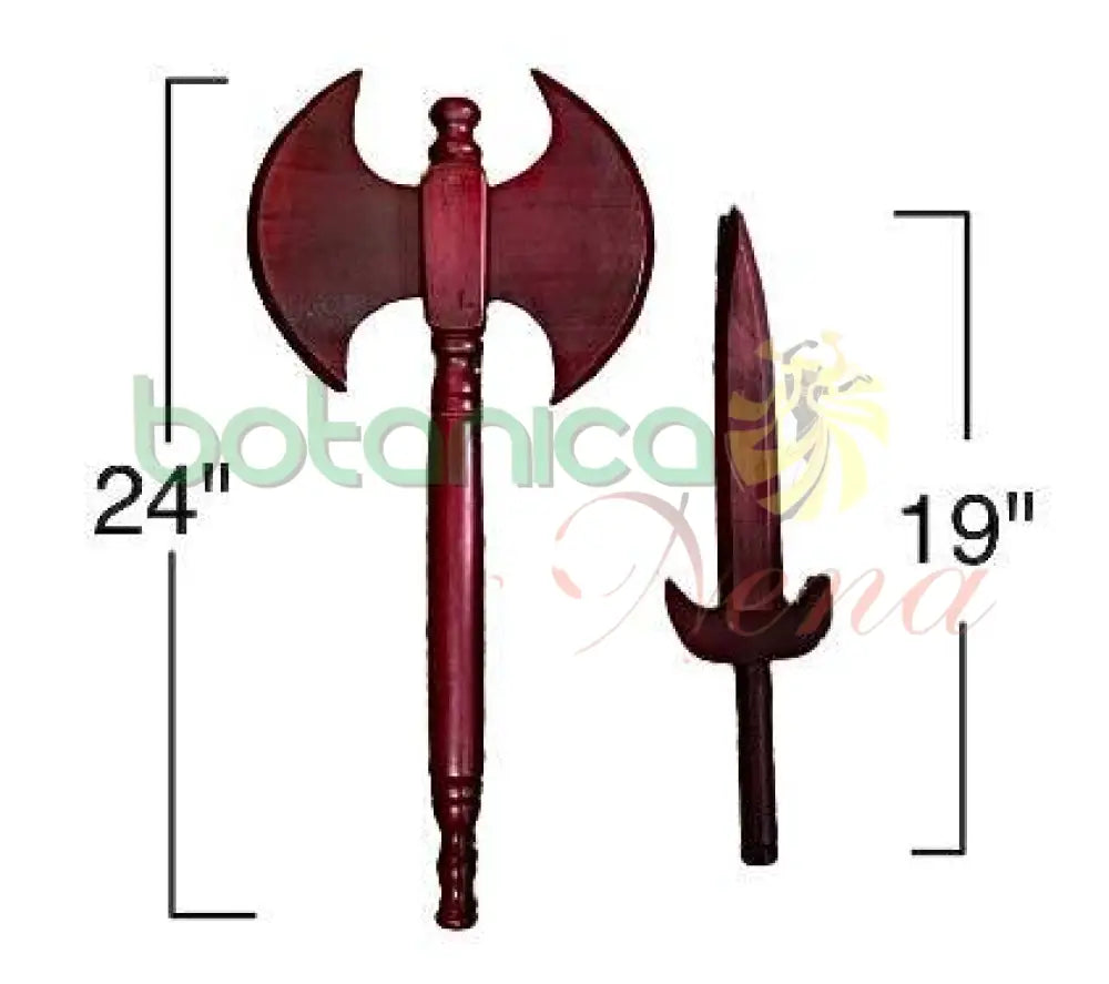Juego De Madera De Espada y Hacha Para Shango - Botanica Nena