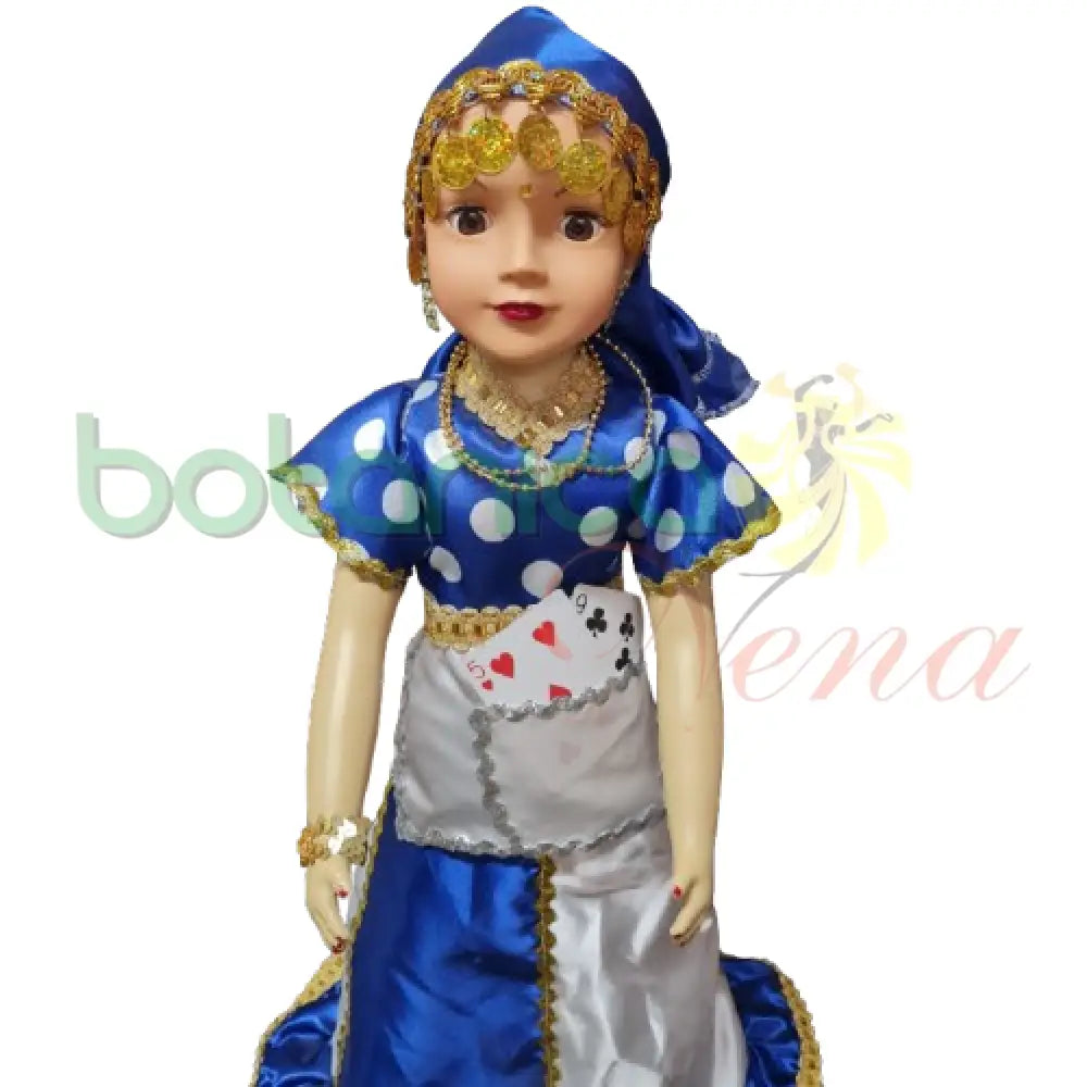 Muñeca Gitana Grande 30" Azul con Blanco - Botanica Nena