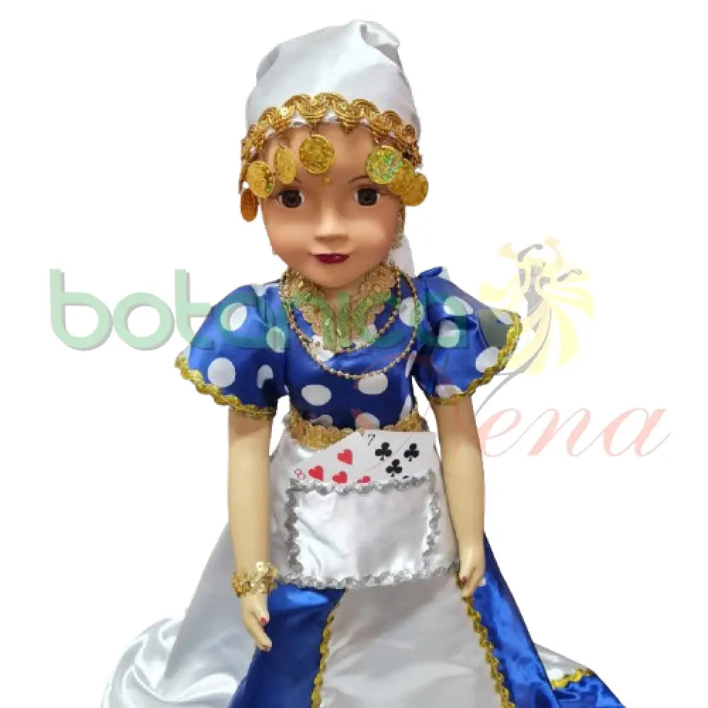 Muñeca Gitana Grande 30" Azul con Blanco - Botanica Nena