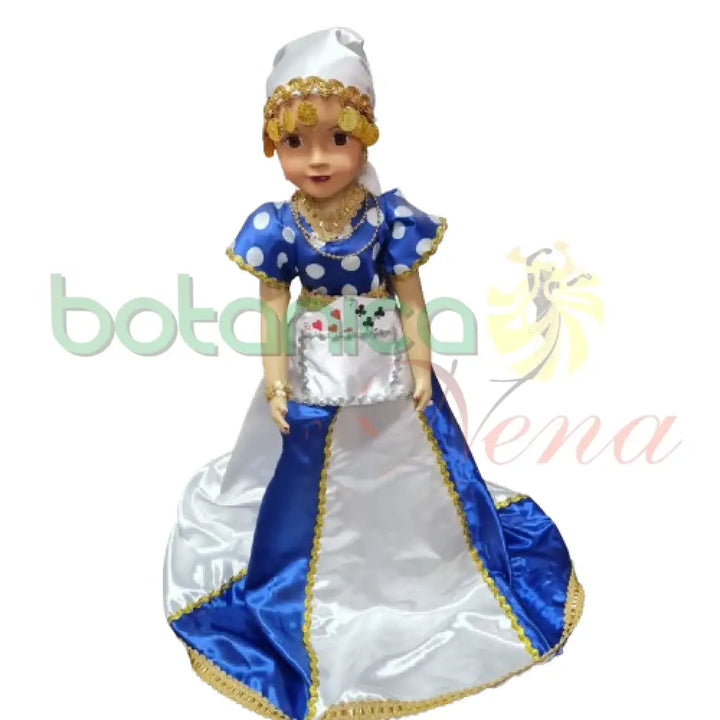 Muñeca Gitana Grande 30" Azul con Blanco - Botanica Nena