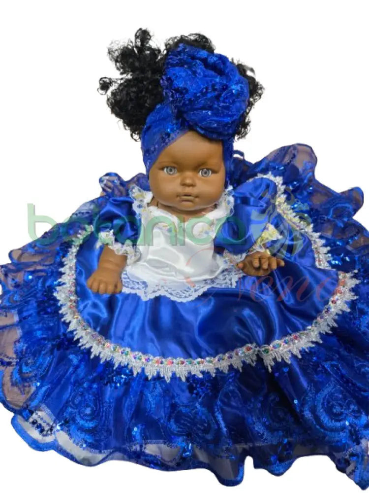 Muñeca Gorda de 15’’H Azul y Blanco