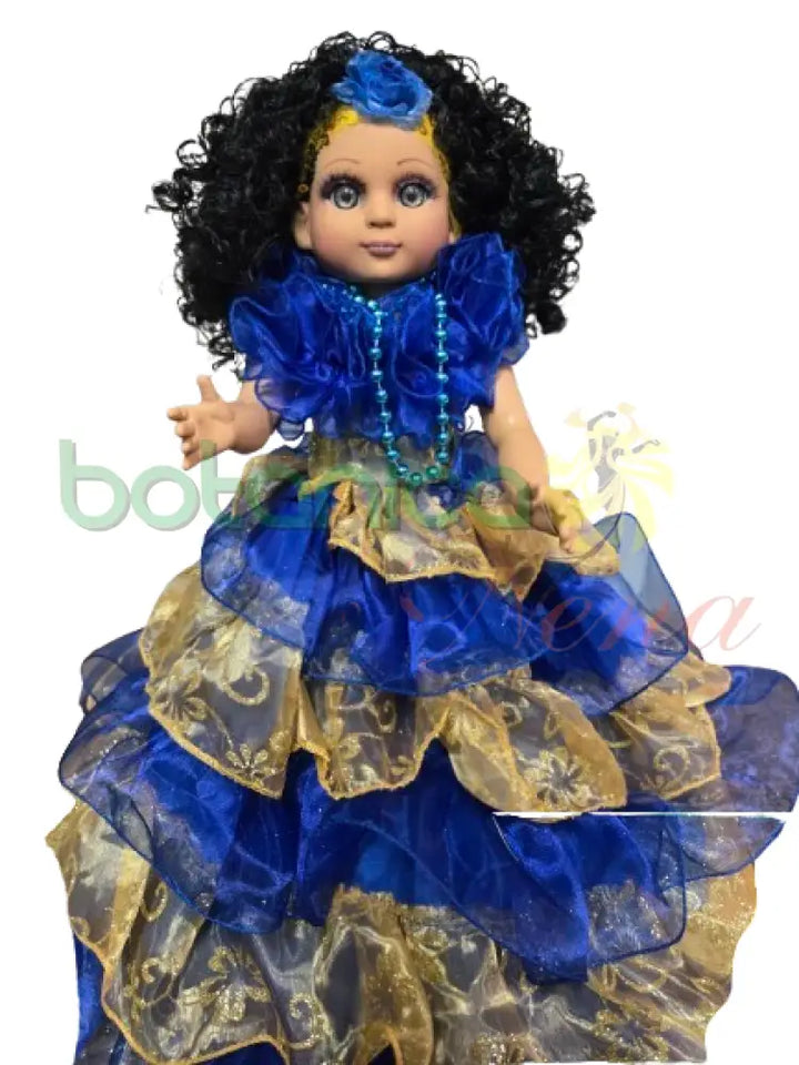 Muñeca Grande 20’’H Azul y Amarillo Yemaya y Oshun 2 aguas