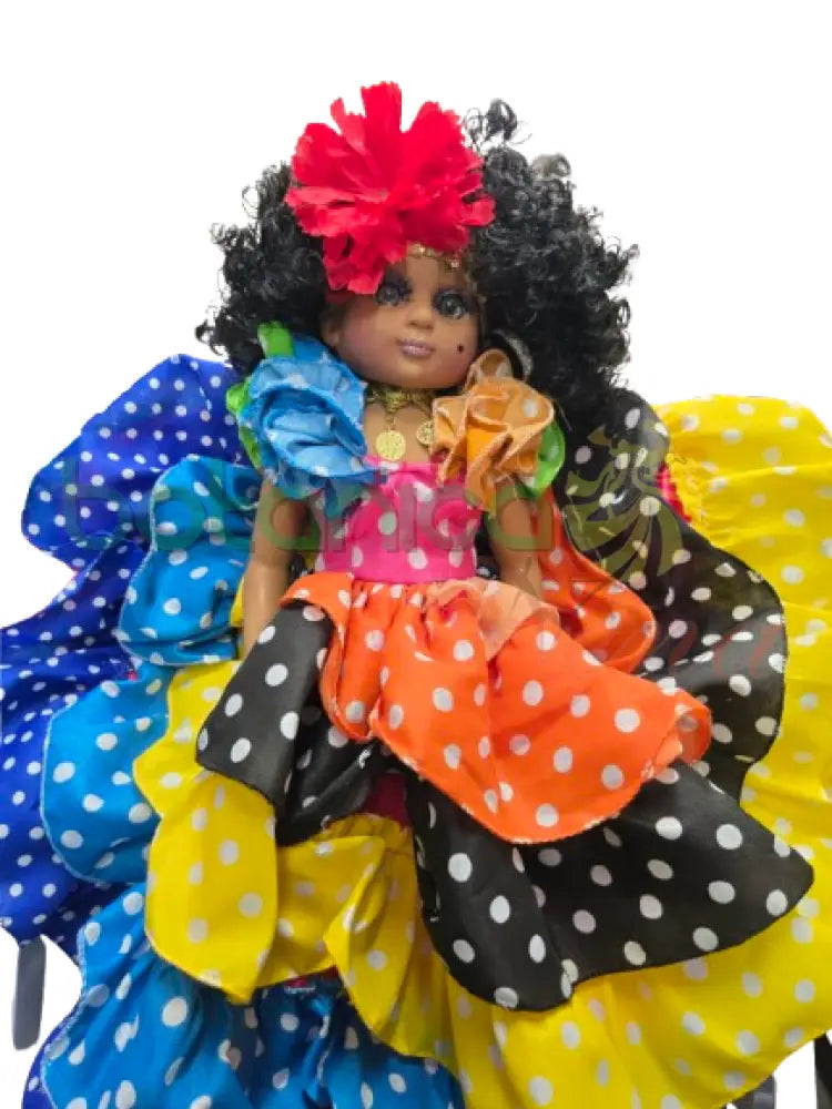 Muñeca Grande 20’’H Gitana Multicolor pepas blancas