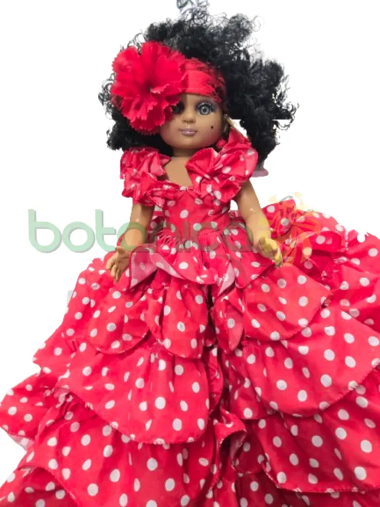 Muñeca Grande 20’’H Roja con pepas blancas - Shango o Gitana