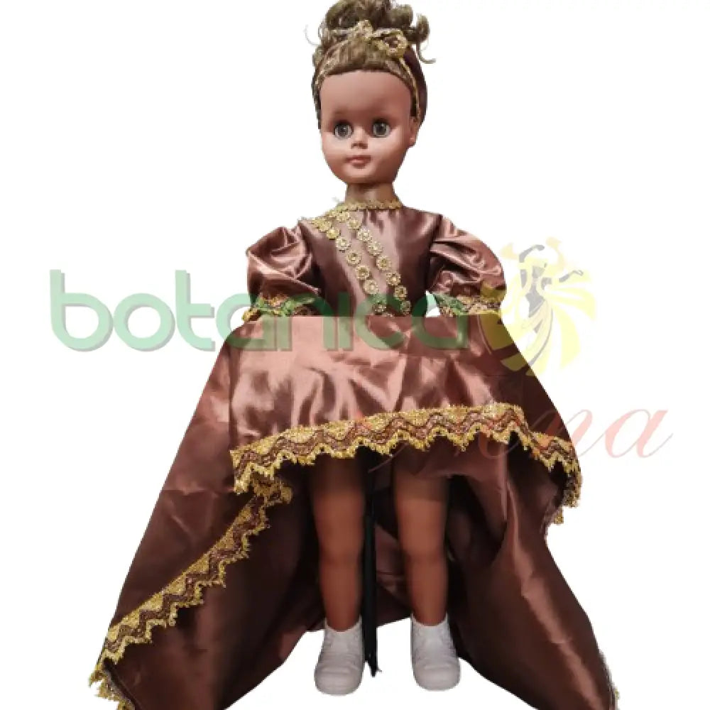 Muñeca Grande 30" Vestido Marron/carmelita - Botanica Nena