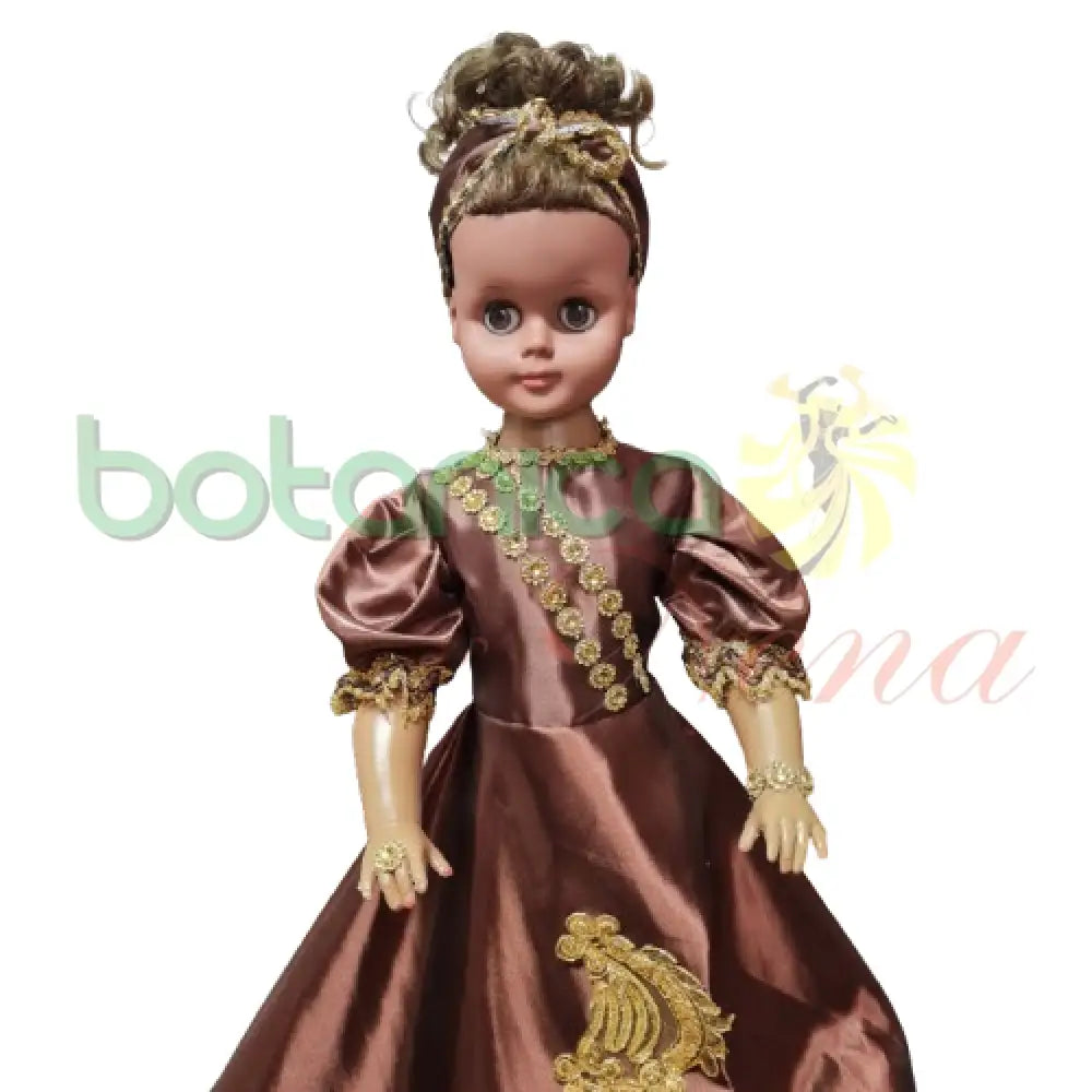 Muñeca Grande 30" Vestido Marron/carmelita - Botanica Nena