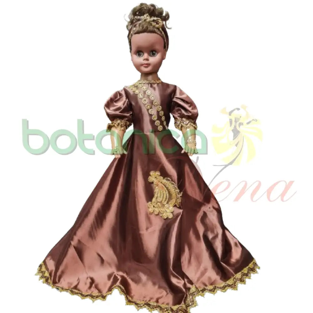 Muñeca Grande 30" Vestido Marron/carmelita - Botanica Nena