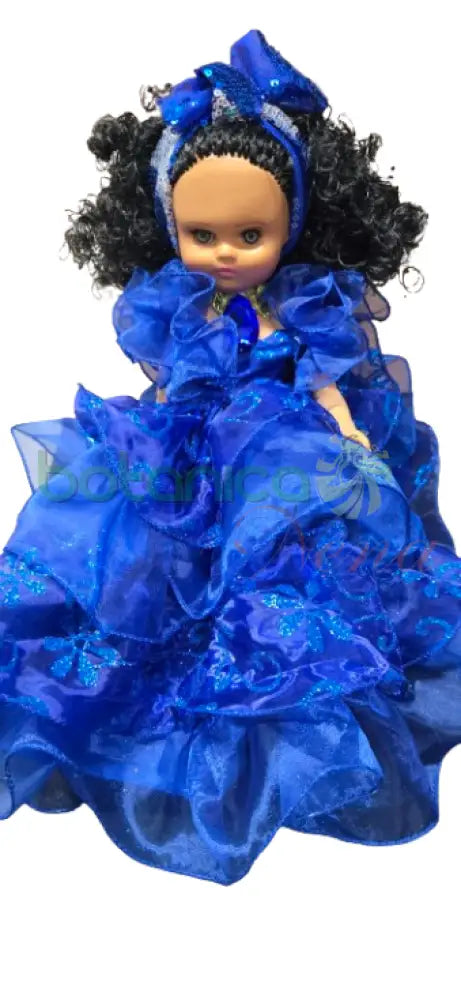 Muñeca Pequeña 14’’ Azul brillos - Yemaya