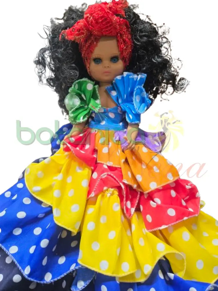 Muñeca Pequeña 14’’ Multicolor pepas blancas - Oya o Gintana