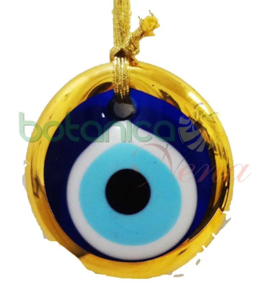 Ojo turco para mal de Ojo con borde Color Oro 4" Alto x 4" Ancho - Botanica Nena