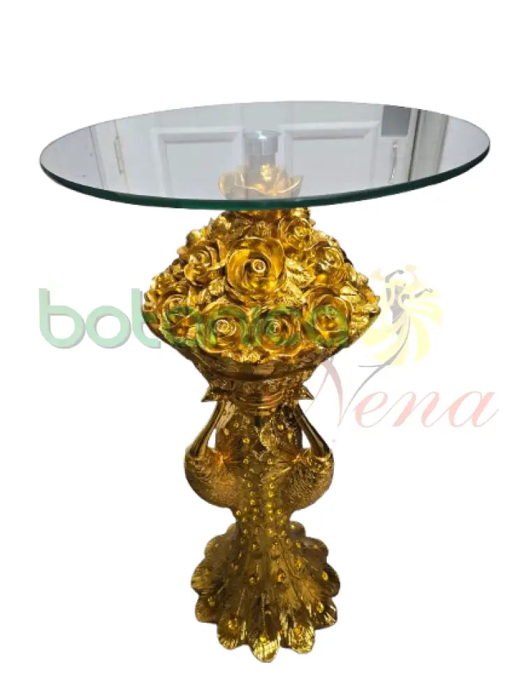 Pedestal/Base 3 Pavo Real con cristal Gold