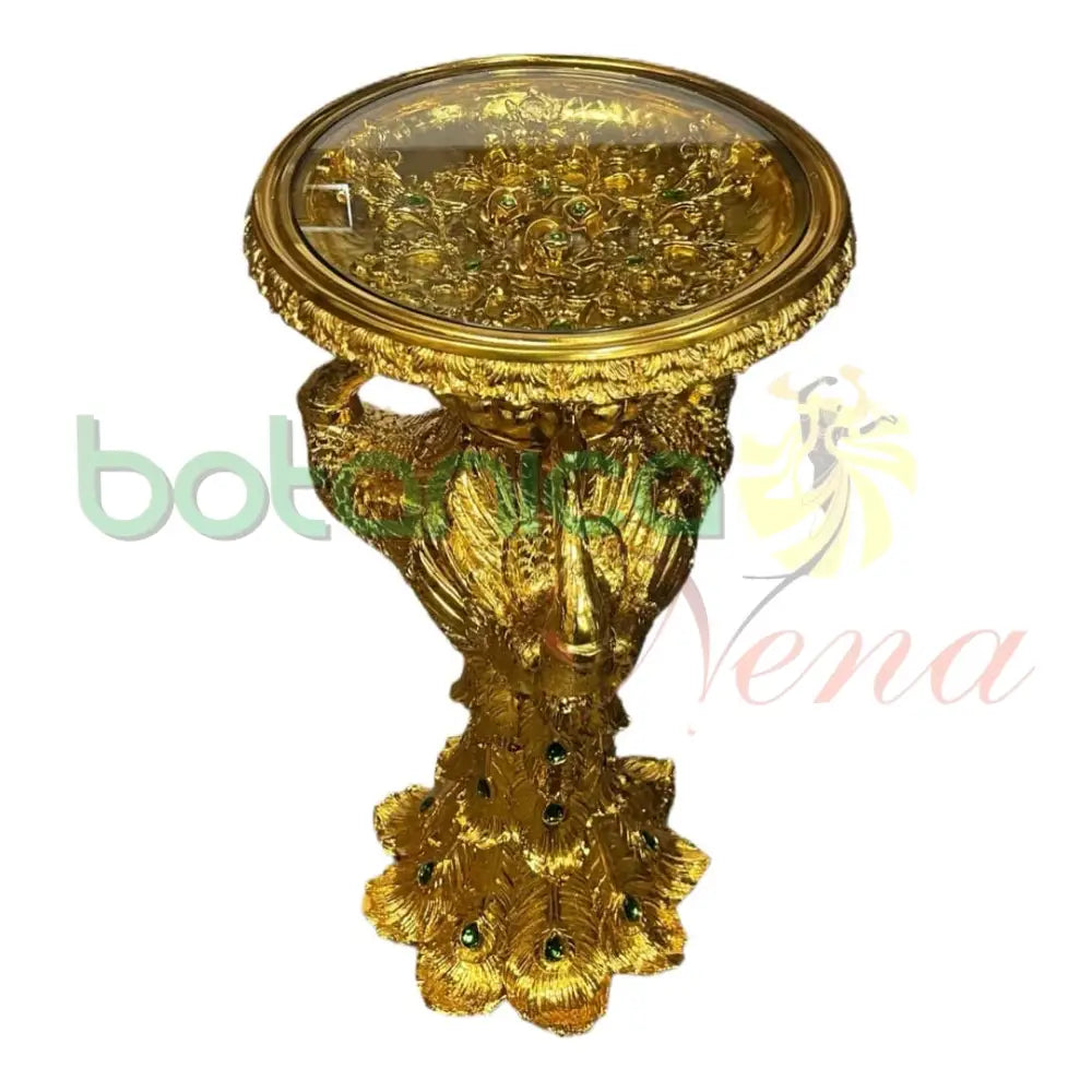 Pedestal/Base De Pavo Real Dorado 35"X16" - Botanica Nena