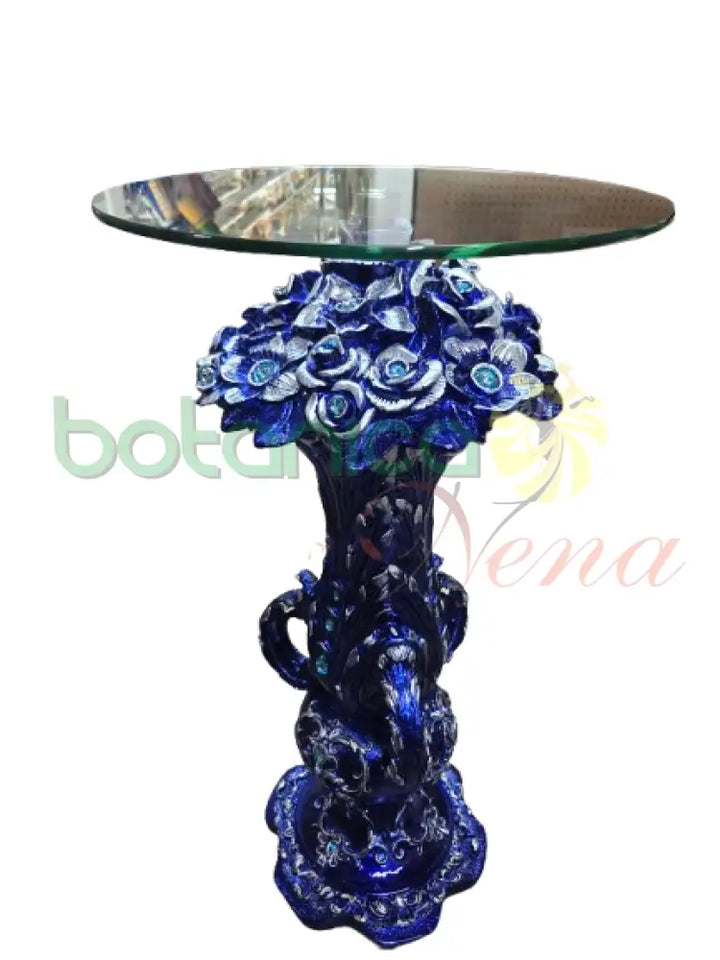Pedestal Bucaro de Flores Blue - Silver