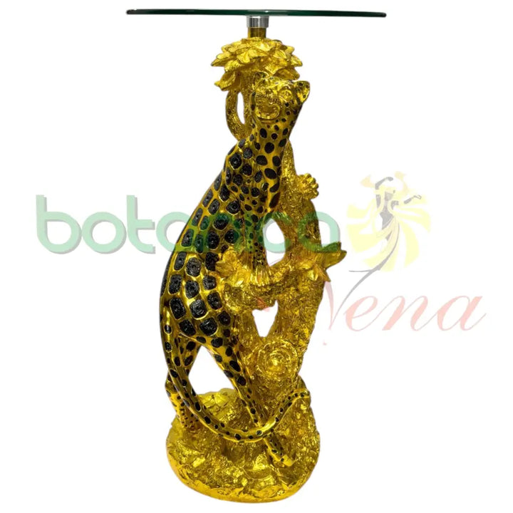 Pedestal / Mesa De Leopardo Dorado 34”H x 17 “W