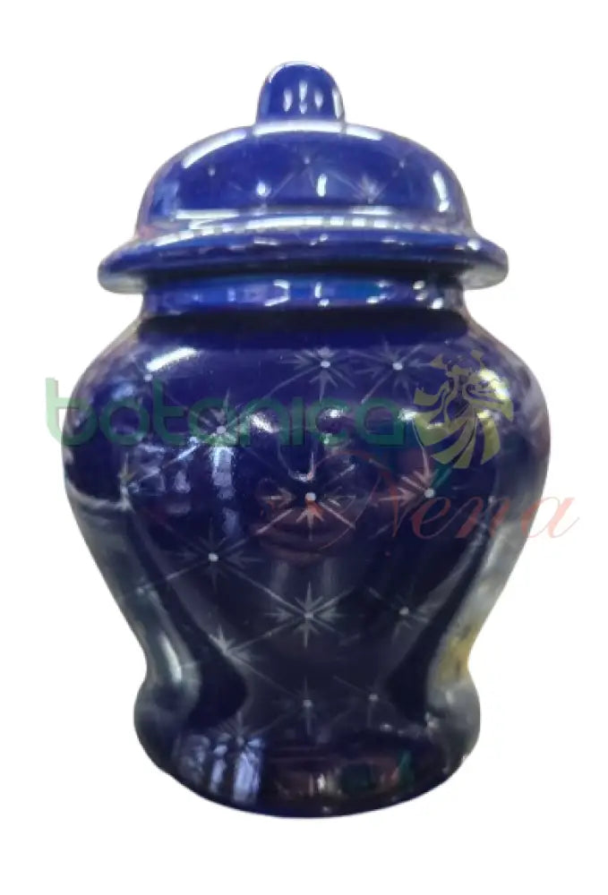 pequeño Potiche Ibeji Azul Azul con estrellas plateadas 4.5’’ x 4.5’’ x 6.5’’