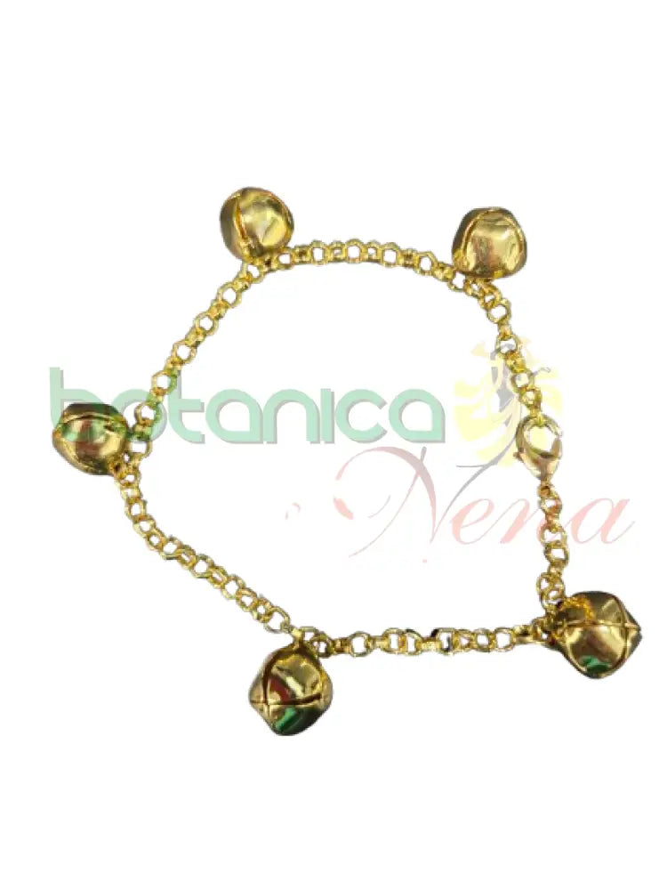Pulso 5 Cascabeles mano Baño de Oro de 14k