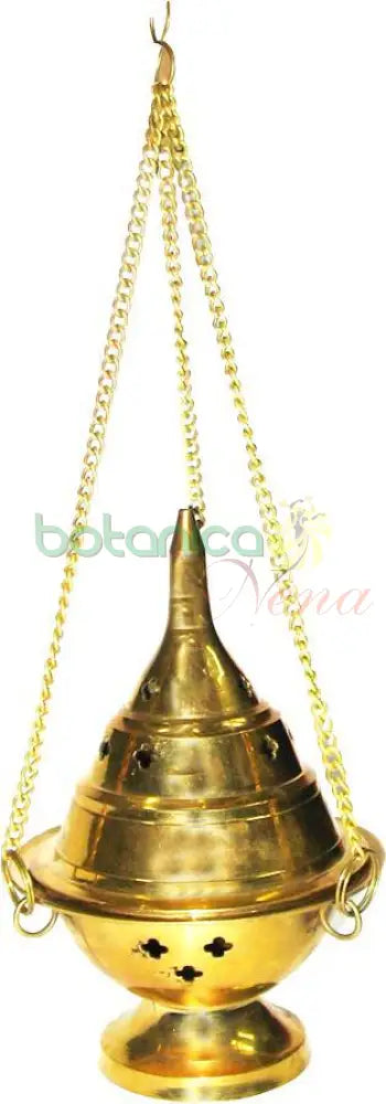 Quemador de Incienso de Brass Dorado 5"h X 3.5"w - Botanica Nena