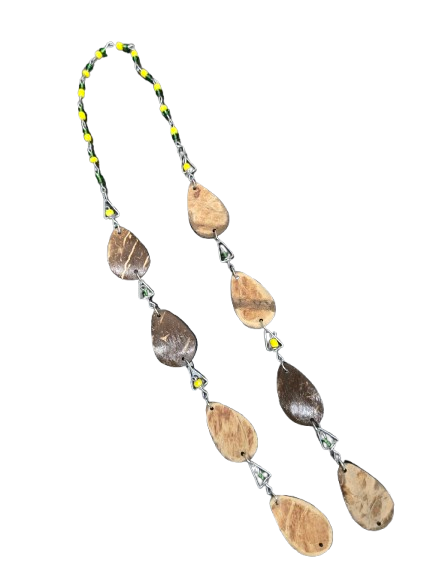 Ekuele de Coco de Bolsillo con Cadena Plateada cuentas orula - Botanica Nena