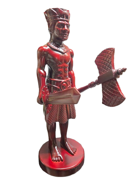 Pedestal Shango con hacha y espada 34"