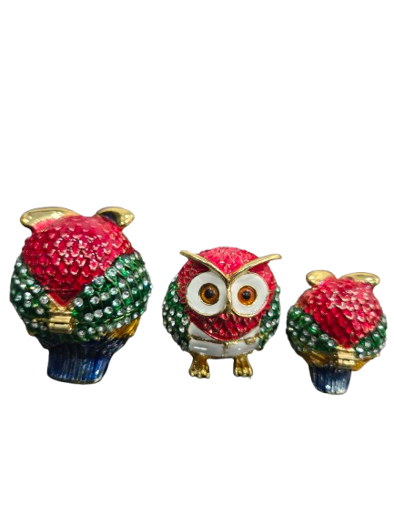 Joyeros Set 3 Buhos con brillantes - Botanica Nena