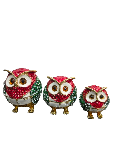 Joyeros Set 3 Buhos con brillantes - Botanica Nena