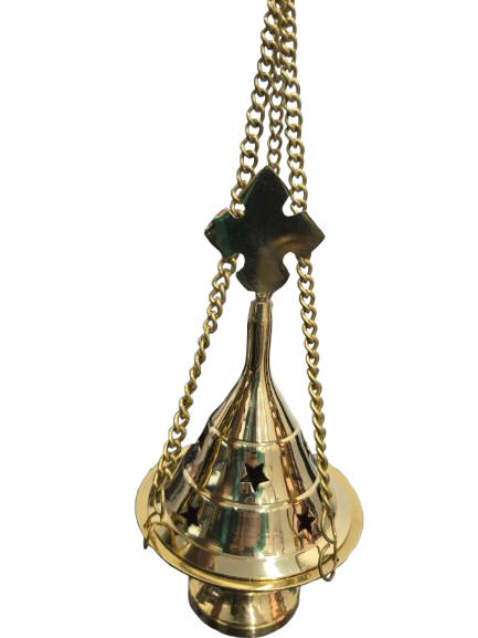 Quemador de Incienso de Brass Dorado 5"h X 3.5"w