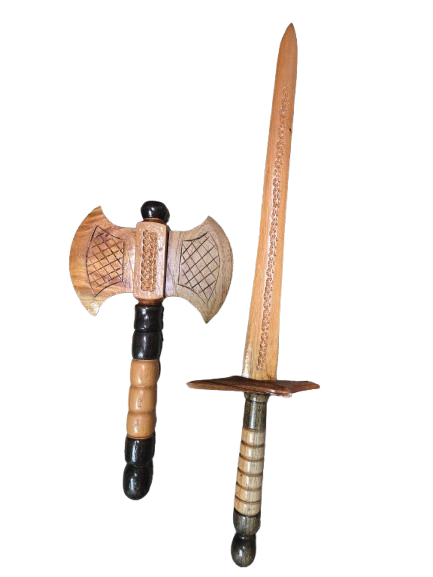 Juego Hacha y espada Madera Para Shango (Set) - Botanica Nena
