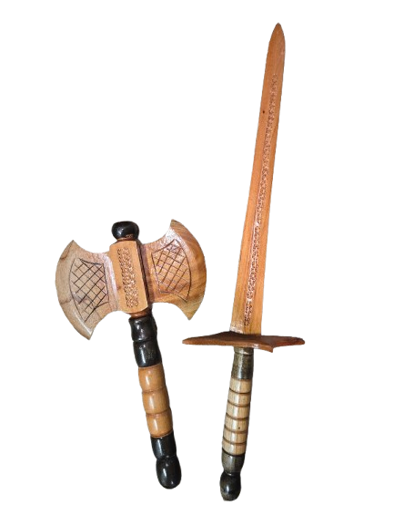 Juego Hacha y espada Madera Para Shango (Set) - Botanica Nena