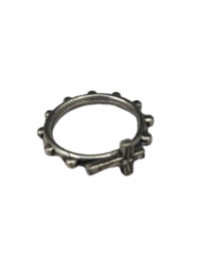 Anillo denario con cristo plateado