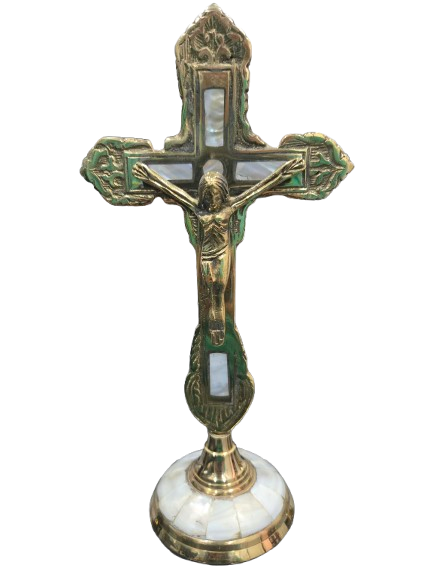 Crucifijo Con Base Dorado 9.5"H