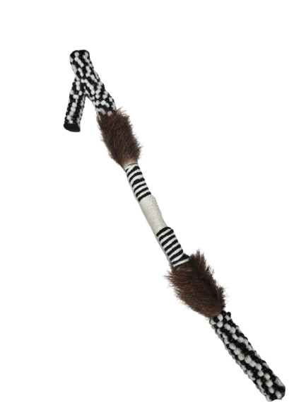Garabato forrado Eshu Afra con piel de Chivo
