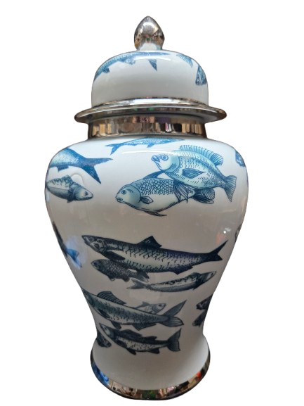 Potiche Olokun Yemaya Peces 15" - Botanica Nena