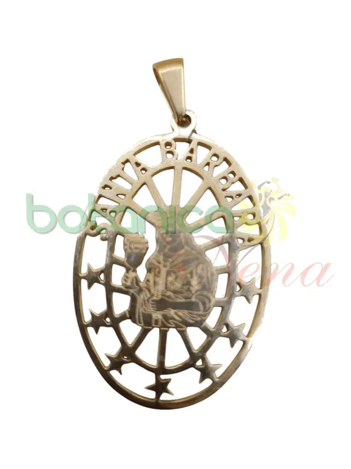 Santa Barbara pendiente/ dije/ medalla baño de Oro - Botanica Nena