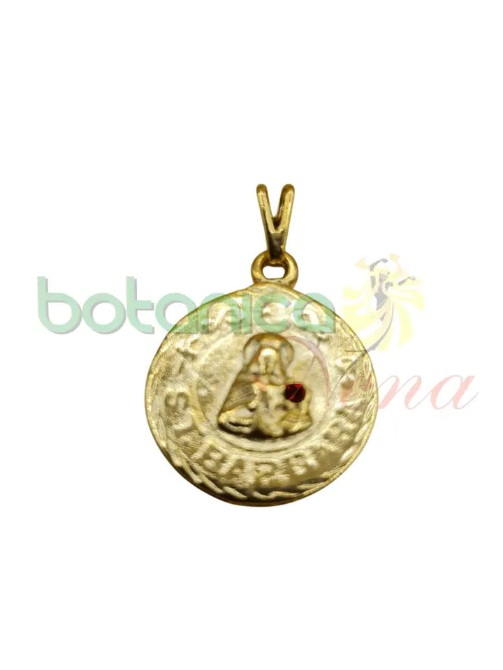 Santa Barbara pendiente/ dije/ medalla baño de Oro - Botanica Nena