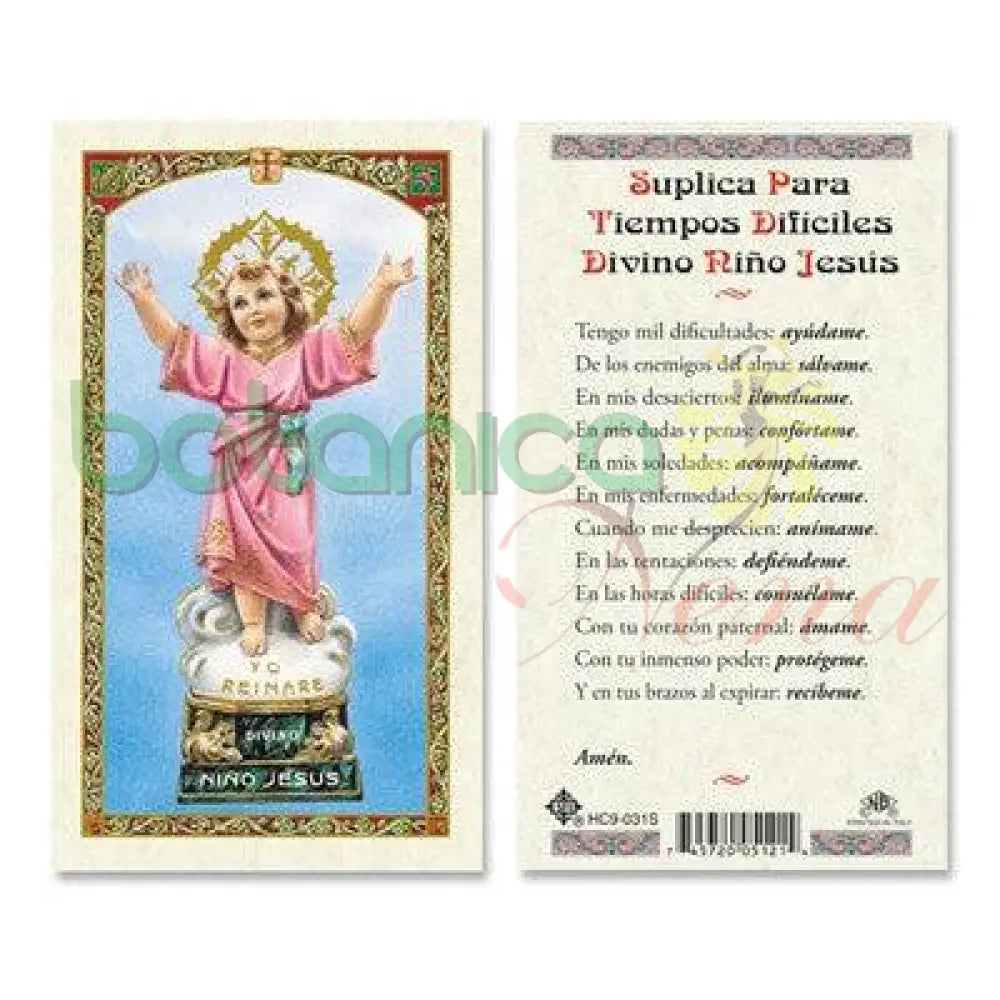 Suplica para Tiempos Dificiles Divino Nino Jesus - Botanica Nena
