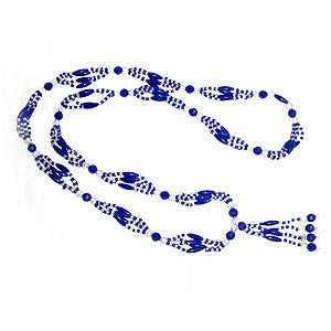 <p>Beaded mazo for Yemaya in a dark blue small 31 inches long</p>