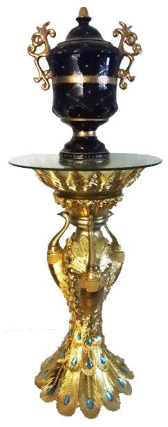 Pedestal Resina3 Pavos Reales  Color Oro 28" H x 13"W