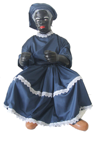 Francisca 24" Ceramica Vestido Azul Oscuro con silla de madera