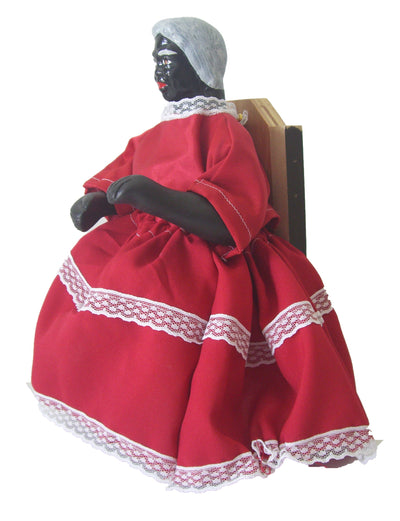 Francisca 13"H x 7"W Ceramica Vestido rojo con silla de madera