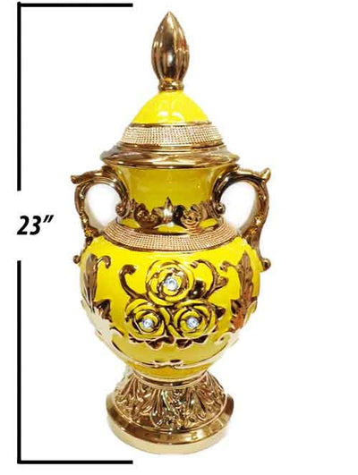 Potiche de Porcelana de Oshun color Amarillo 23" X 15"