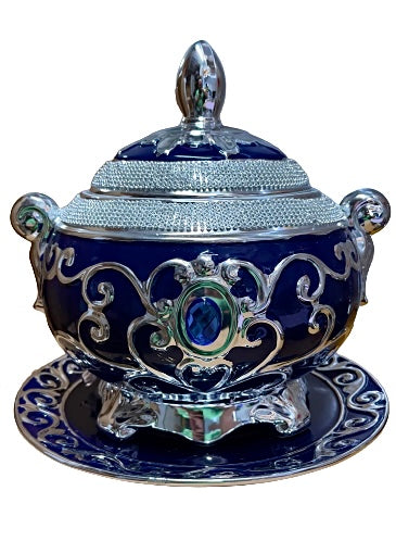 Tureen With Plate Decorated With Rhinestones and Silver Plated For Yemaya 12"X12"