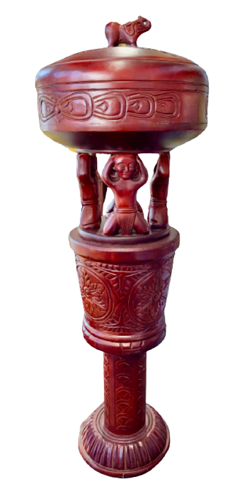 Wooden Pedestal With Batea For Orula / Ifa 5 ft