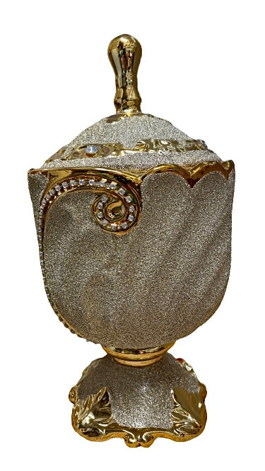 Tureen For Oshun Decorated With Rhinestones and Gold Accents 15"X8"