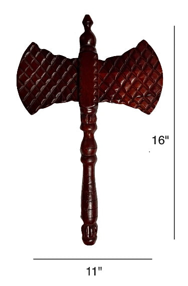 Set Of 3 Wooden Pieces Crown-Axe-Sword For Shango