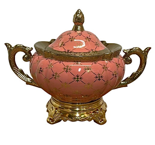 Yemaya Tureen With Handles And Gold Accents 14"X12"