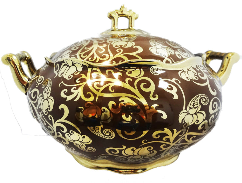 Tureen For Oya With Gold Accents 8"X12"